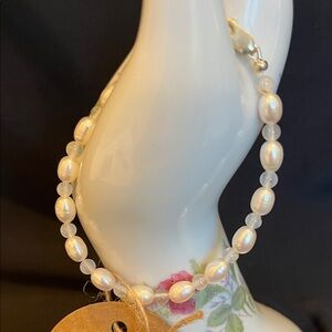Classic White Fresh Water Pearl and Agates Beaded Bracelet - Women Jewelry